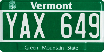 VT license plate YAX649