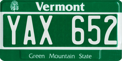 VT license plate YAX652