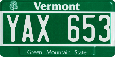 VT license plate YAX653