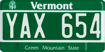 VT license plate YAX654