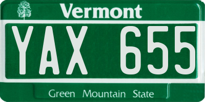VT license plate YAX655