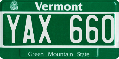 VT license plate YAX660