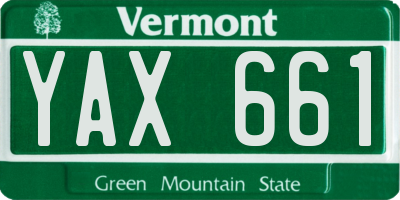 VT license plate YAX661