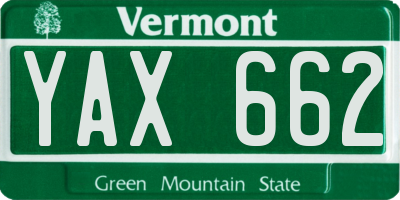 VT license plate YAX662