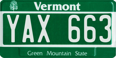 VT license plate YAX663