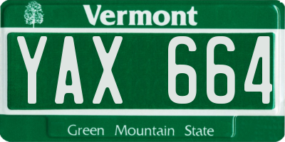 VT license plate YAX664