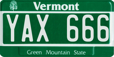 VT license plate YAX666
