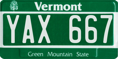 VT license plate YAX667