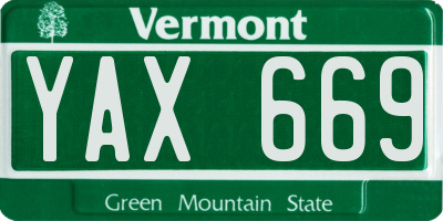 VT license plate YAX669