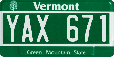VT license plate YAX671