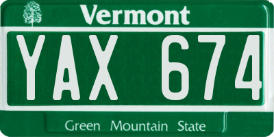 VT license plate YAX674