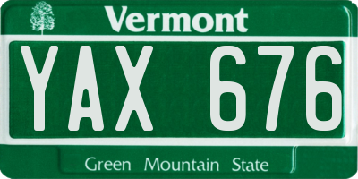 VT license plate YAX676
