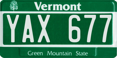 VT license plate YAX677