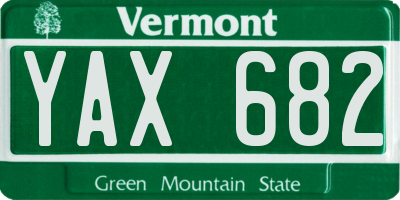 VT license plate YAX682