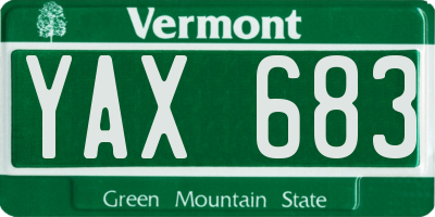 VT license plate YAX683