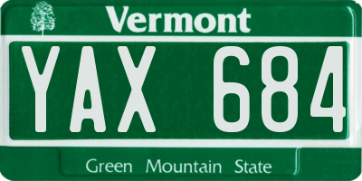 VT license plate YAX684
