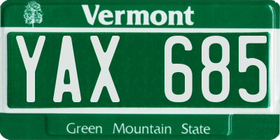 VT license plate YAX685
