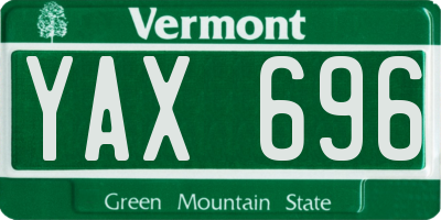 VT license plate YAX696