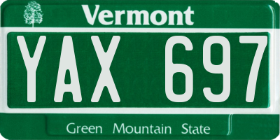 VT license plate YAX697