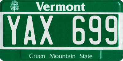 VT license plate YAX699