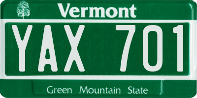 VT license plate YAX701