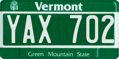 VT license plate YAX702