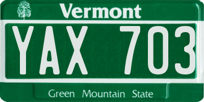 VT license plate YAX703