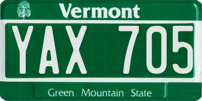VT license plate YAX705