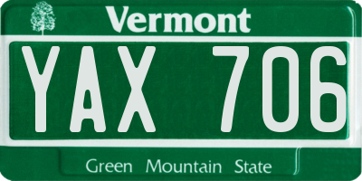 VT license plate YAX706