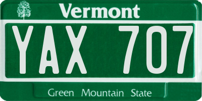 VT license plate YAX707
