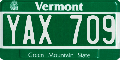VT license plate YAX709