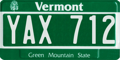VT license plate YAX712