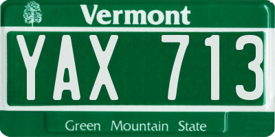 VT license plate YAX713