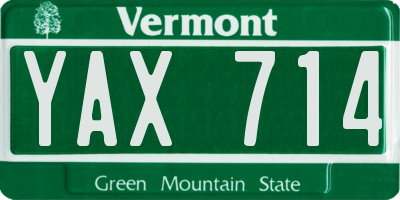 VT license plate YAX714
