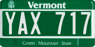 VT license plate YAX717