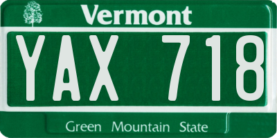 VT license plate YAX718