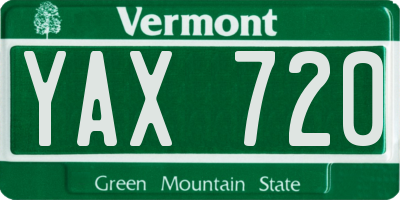 VT license plate YAX720