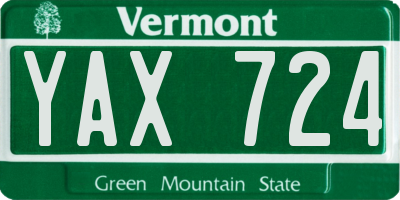 VT license plate YAX724