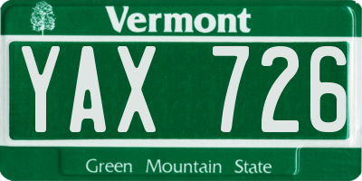 VT license plate YAX726