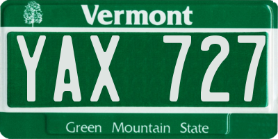 VT license plate YAX727
