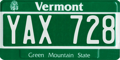 VT license plate YAX728
