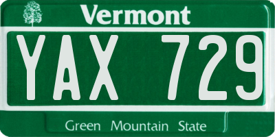 VT license plate YAX729