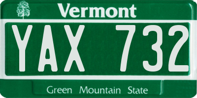 VT license plate YAX732