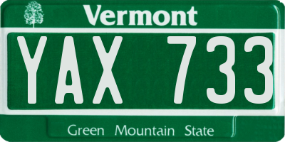 VT license plate YAX733