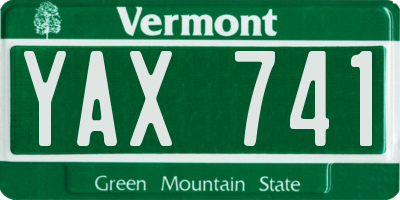 VT license plate YAX741