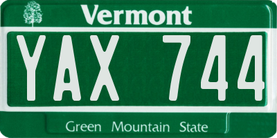 VT license plate YAX744