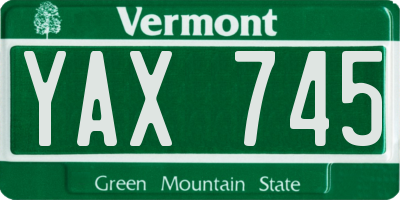 VT license plate YAX745