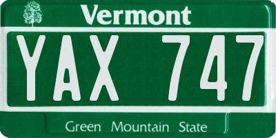 VT license plate YAX747