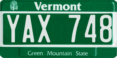 VT license plate YAX748