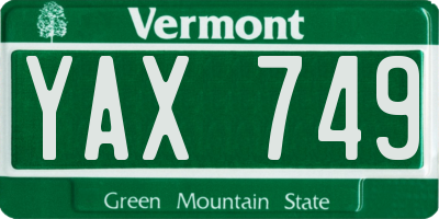 VT license plate YAX749